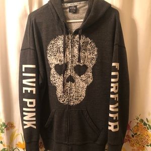 Rare PINK skull full zip hoodie